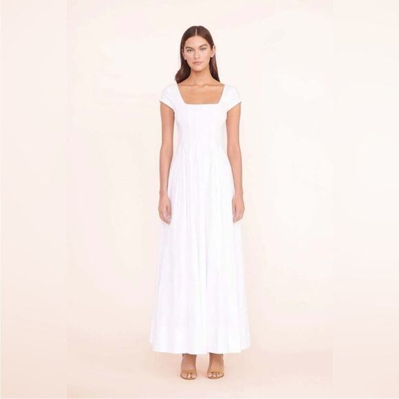Staud Short Sleeve Wells Dress in White 6 - Picture 4 of 9